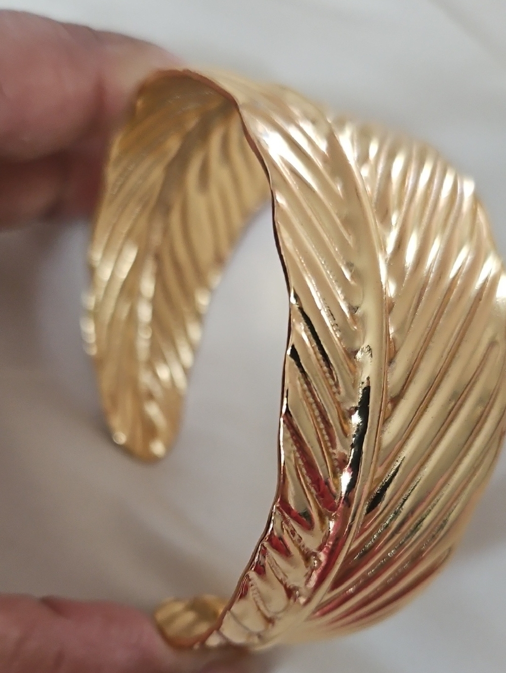 Gold-Tone Leaf Cuff Bracelet (Size 2.10 And Above)